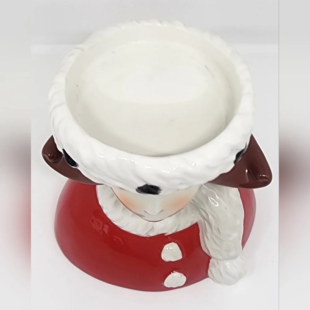 Department 56 Christmas Lady Scarf Sweater Hat Candle Holder‎